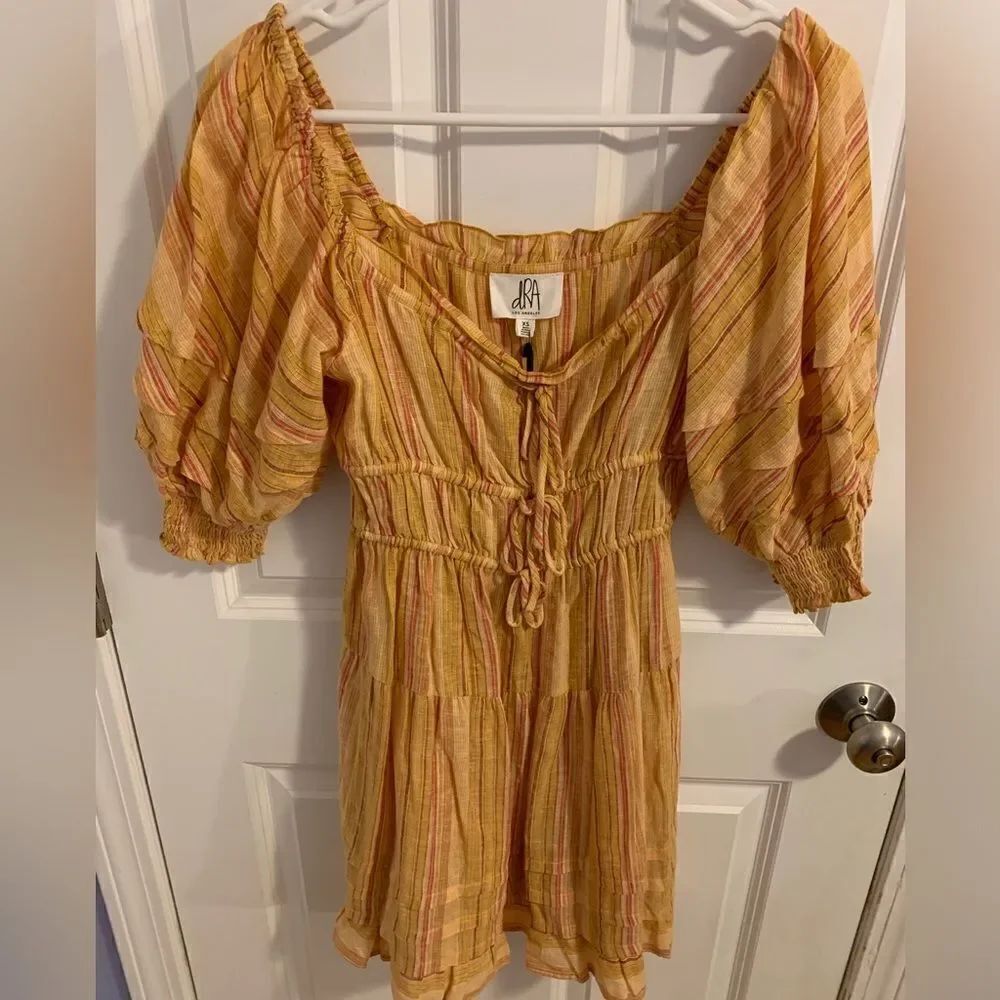 DRA Los Angeles Anthro brand XS mustard mini dress